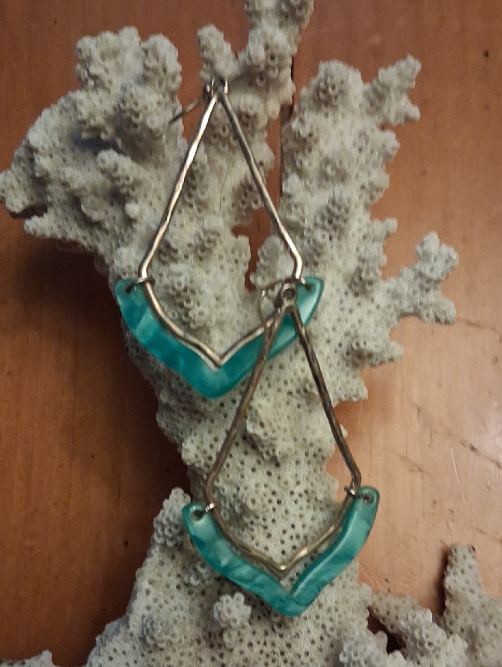 Turquoise Chevron Drop Earrings - Women Jewelry